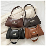 Vvsha - Vintage Pu Leather Shoulder Bags For Women  Classic Y2k Small Purse Luxury Brand Female Handbags Daily Ladies Underarm Bag