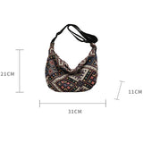 Vvsha - Vintage Female Shoulder Messenger Bag Trend Simple Zipper Handbags Ethnic-Style Canvas Shoulder Bag Small Tote Crossbody Bags