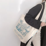 Vvsha Cotton Cloth Handbags Large Tote for Girls Foldable Shopping Bag Women Canvas London Daunt Books Daily Students Book Bag