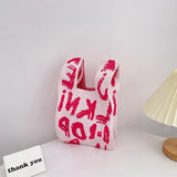 Vvsha - Women's Knot Wrist Bag Top Handle Bag Graffiti Knit Tote Bag Shopper Purses Large Capacity Chic Clutch Crochet Woven Handbags