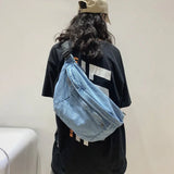 Vvsha - Unisex Crossbody Bag Shoulder Bag Girls New Denim for Women 2024 Large Capacity Messenger Bag Bolsos Para Mujer Hip Hop Belt Bag