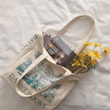Vvsha Cotton Cloth Handbags Large Tote for Girls Foldable Shopping Bag Women Canvas London Daunt Books Daily Students Book Bag