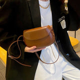 Vvsha - Fashion Pu Leather Saddle Armpit Bags Chain Crossbody Bag Ladies Vintage Underarm Handbags Shoulder Bag Flap Messenger Pouch