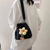 Vvsha - Women'S Bag Drawstring Crossbody Bag For Girls Cute Canvas Bucket Shoulder Bag Fashion Handbag Messenger Bag For Travel Vacation