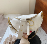 Vvsha New In Messenger Bag Women Letter Chains Single Shoulder Chest PU Leather Handbag and Purse Wide Straps Day Clutches