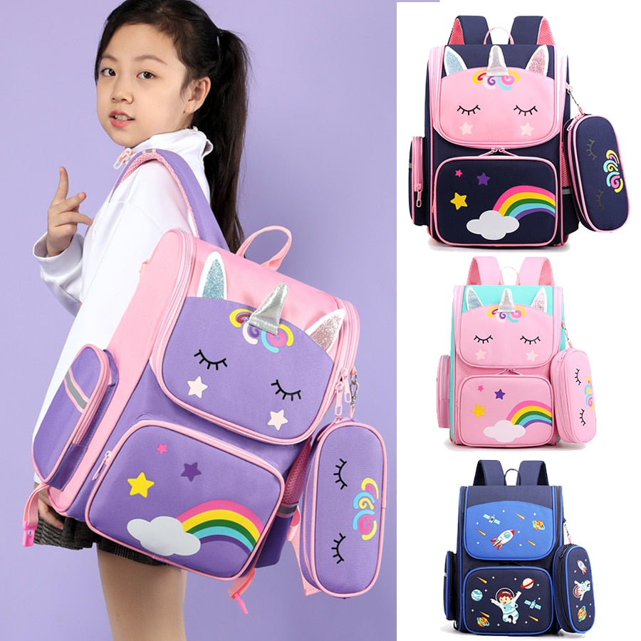 Back to School Cartoon 3D Creative Unicorn Children School Bags Girls Sweet Kids School Backpack Lightweight Waterproof Primary Schoolbags Big