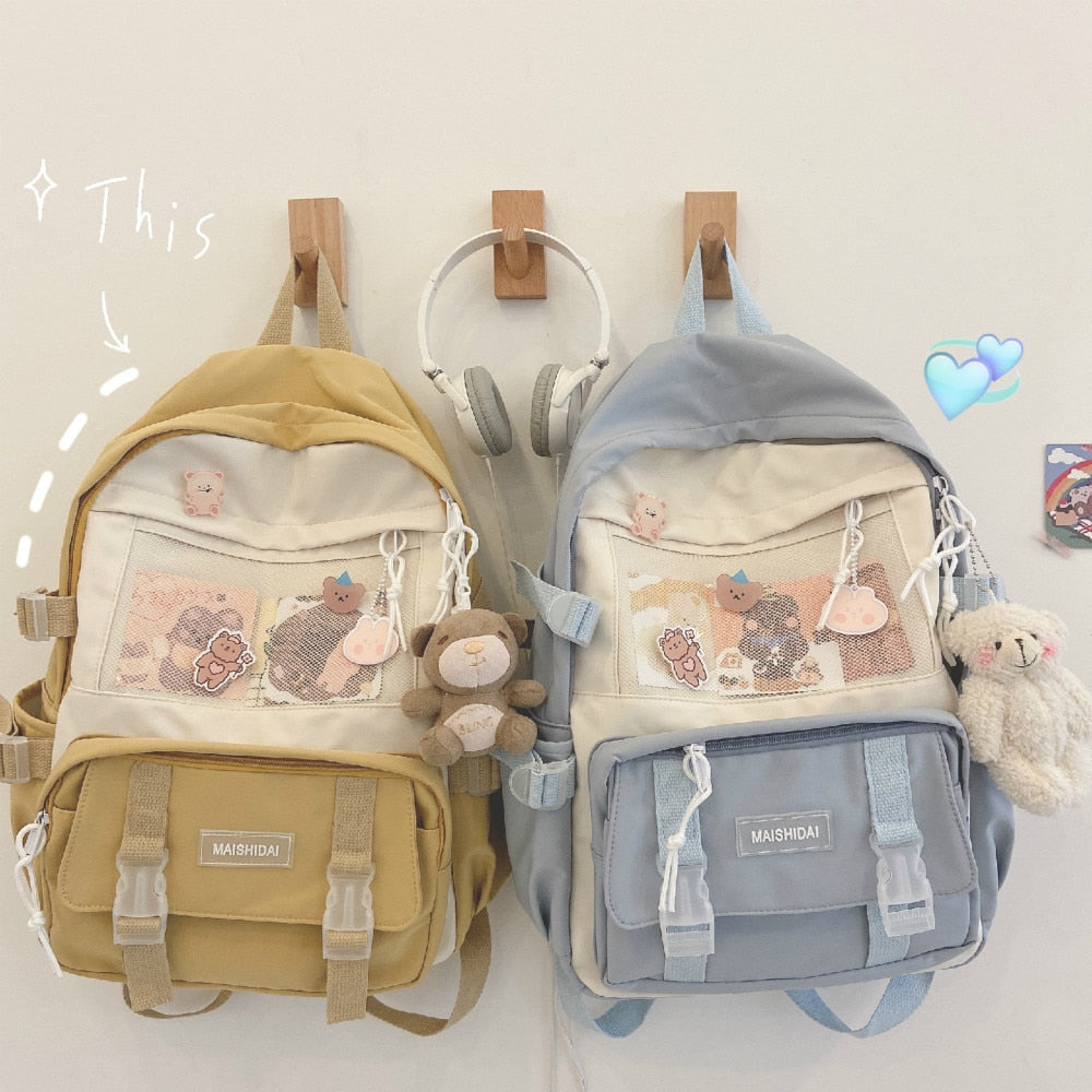 Vvsha Back to school Vvsha Cute Girls Backpack Women Large Capacity Ins Simple School Bags for Teens Female Korean Harajuku School Student Bookbag Ladies