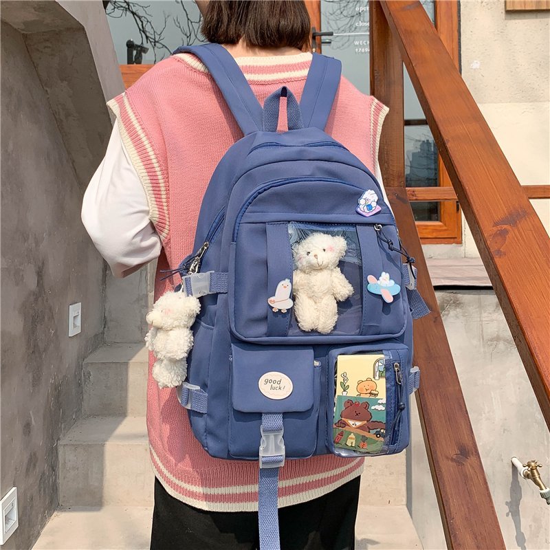 Vvsha Back to School Cute Girls Backpack Women Large Capacity Ins Simple School Bags For Teens Female Korean Harajuku School Student Bookbag Ladies
