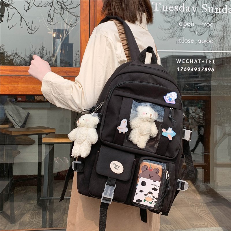 Vvsha Back to School Cute Girls Backpack Women Large Capacity Ins Simple School Bags For Teens Female Korean Harajuku School Student Bookbag Ladies