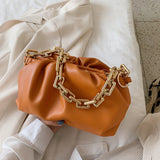 Christmas Gift LEFTSIDE Gold Chain PU Leather Bag For Women 2021 Summer Armpit Bag Lady Shoulder Handbags Female Solid Color Travel Hand Bag