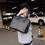Christmas Gift Burminsa Business Men Briefcase 14inch Laptop Bags High Quality PU Leather Office Work Shoulder Bags Black Computer Bags 2021