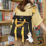Christmas Gift New multifunctional backpack women's Patchwork contrast nylon outing travel shoulder bag Fashion teen girl student school bag