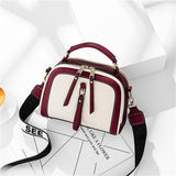 Hot Small Contrast Color Top-Handle Bag Women Crossbody Bags Phone Purse Fashion Single Shoulder Zipper PU Leather Bags