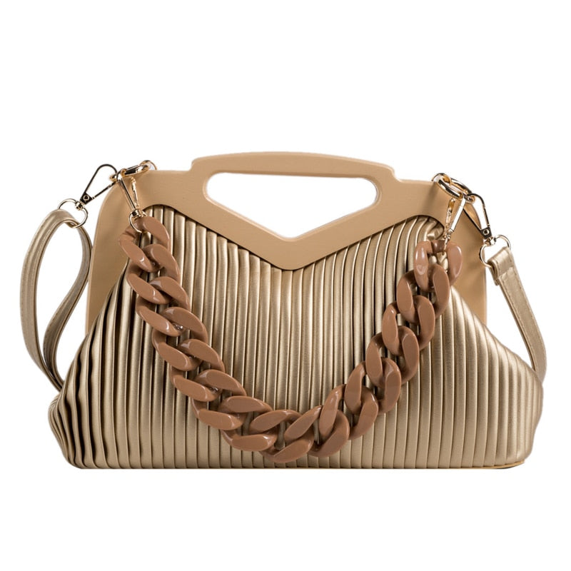 Christmas Gift Fashion Acrylic Chains Wooden Clip Women Handbags Design Shell Shoulder Crossbody Bags Luxury Pu Leather Small Clutch Purse 2021