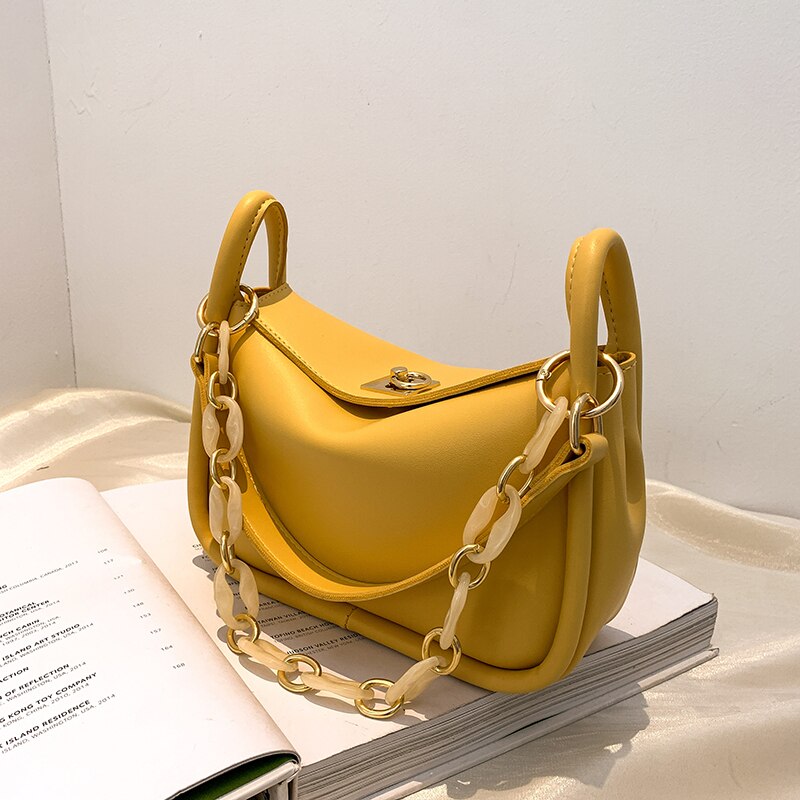 Back to College Vintage Chain Armpit bag 2021 Fashion New High-quality PU Leather Women's Designer Handbag High capacity Shoulder Messenger Bag