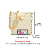 FOXER Fashion Women's Flip Shoulder Phone Bag Genuine Leather All-match Crossbody Bag Ladies Gold Coin Chain Check Chain Bag