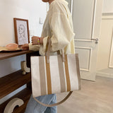 Classic Stripe Designer High Capacity Tote Handbag for Women 2021 Trends Brand Luxury Casual Shopper Shoulder Shopping Bag