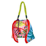 Women's Silk scarf Shoulder Bag Flowers Handbag Fashion Large Capacity Reusable Shopping Bag Versatile Simple Messenger Bag