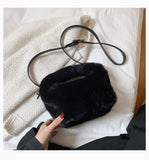 Christmas Gift [EAM] Handle Bag Female Wallet Retro Plush Lux Shoulder Bag New 2021 Fashion Shopper Crossbody Clutch Autumn And Winter  18A5651