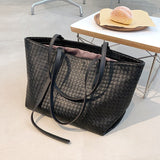 Christmas Gift Classical Weave Designer PU Leather High Capacity Handbag for Women 2021 Brand Lady Travel Shopper Tote Shoulder Shopping Bag