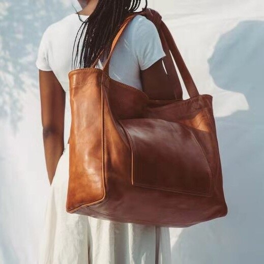 NEW Women bag Oil wax Women's Leather Handbags Luxury Lady Hand Bags With Purse Pocket Women messenger bag Big Tote Sac Bols