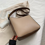Vintage Small Bucket Shoulder Crossbody Bags for Women 2021 Winter Fashion Stitching color Shoulder Handbags and Purses