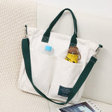 Christmas Gift Cartoons Women Handbag Shoulder Bags Large Capacity Canvas Folding Handbags Shopping Bag with Pendant Tote Book Bags for Girls