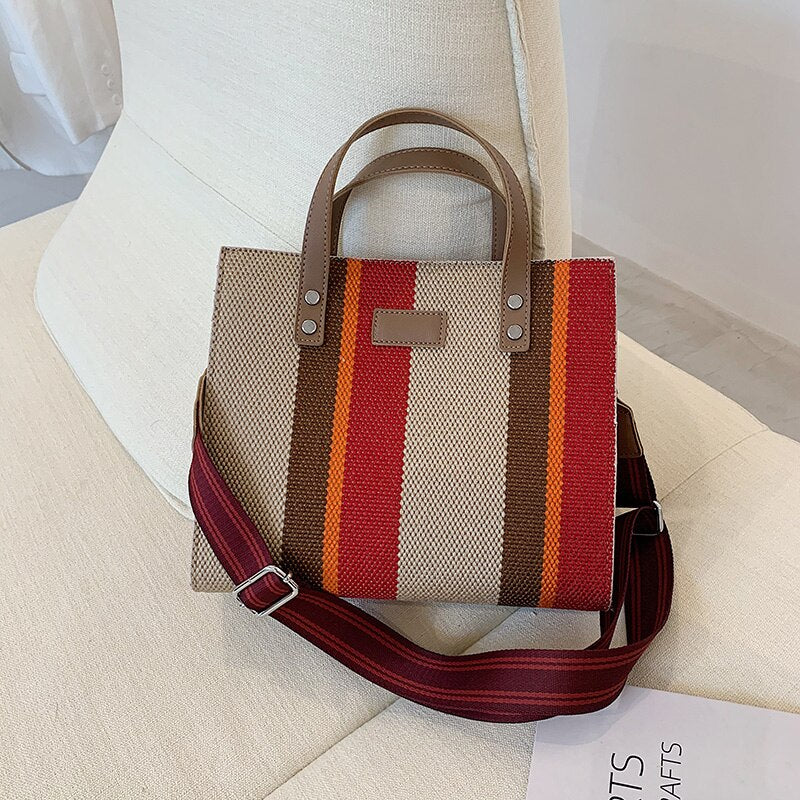 с доставкой Stripe Small Shopper Crossbody Shoulder Bags for Women 2021 Designer Trends Female Casual Shopping Handbags Totes
