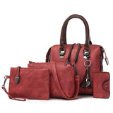 Back to College Luxury Pu Leather Womens Purse and Handbags Famous Brands Designer Sac Top-Handle Female Shoulder Bag Composite Bag 4pcs