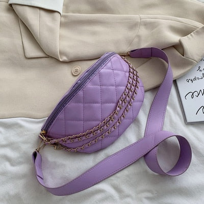 Diamond pattern chain Crossbody Bags For Women 2021 Luxury Shoulder Handbags Female Travel Purple Chest Bag