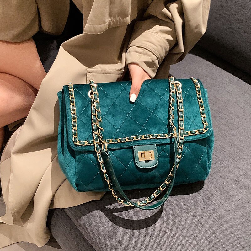 Christmas Gift LEFTSIDE Small Quilted PU Leather Crossbody Bags for Women 2021 Winter Designer Lady Travel Green Shoulder Purses and Handbags