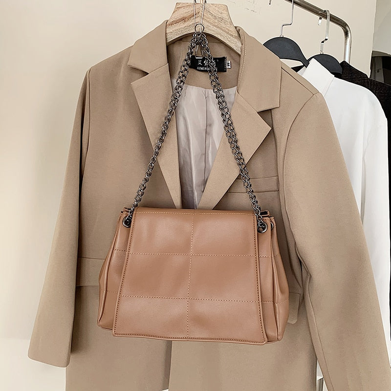 Lattice Designer Luxury Fashion Women Small Crossbody Shoulder Bags Chain PU Leather Tote Handbags For Female Branded