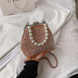 Diamond Shell Bag Pearl Tote Bag 2021 Summer New High-quality PU Leather Women's Designer Handbag Chain Shoulder Messenger Bag