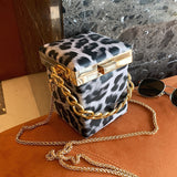 Christmas Gift Zebra Leopard Pattern Pu Leather Box Bags For Women 2020 Mini Chain Shoulder Handbags Female Travel Totes Lady Cross Body Bag
