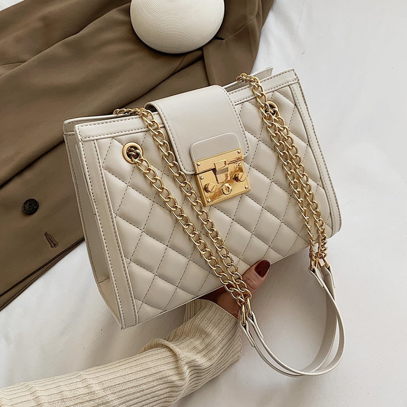 Chain Designer PU Leather Crossbody Bags For Women 2020 Women's Winter Simple Style Handbags Branded Trending Hand Bag
