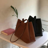 Vvsha High Quality Leather Bucket Bags Brand Fashion Shoulder Bags Handbags Elegant Fashion Female High Capacity Casual Tote Bag