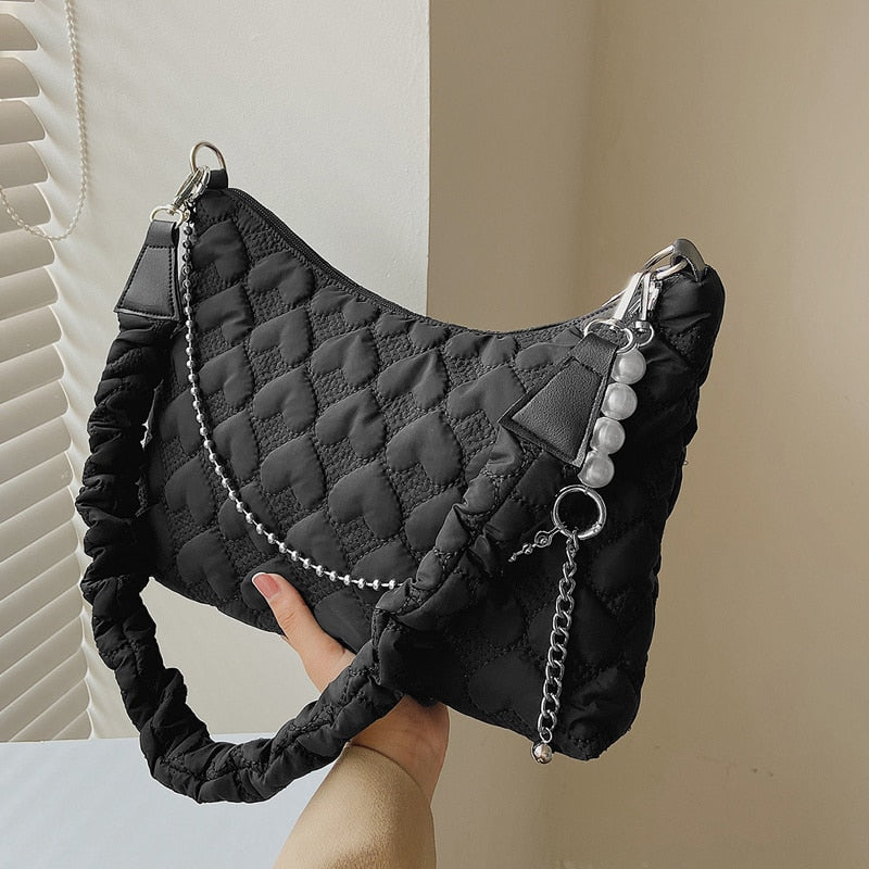 Christmas Gift [EAM] Tide 2021 Women Chain Shoulder Tote Bag Casual Wild Ladies New Fashion Simple Shopping Handbags Love Messenger Bag 18A5229