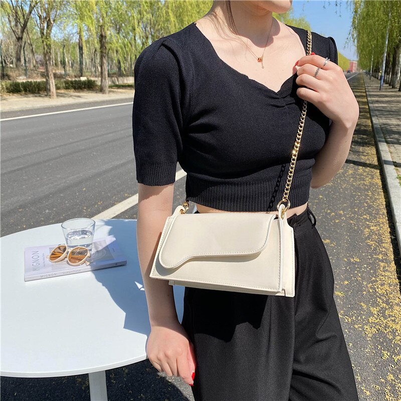 Christmas Gift Women Small Flap Crossbody Bags Solid Color Chain Handbags New Quality Pu Leather Messenger Bag Female Casual Shoulder Bags Sac