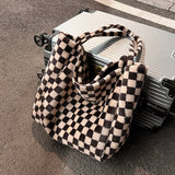 Christmas Gift Autumn/winter Plush Large-capacity Bag 2021 New Female Bag Fashion Checkerboard Shoulder Bag Underarm Bag Tote Bag