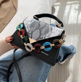 Vintage Contrast color Tote bag 2021 Fashion New Quality PU Leather Women's Designer Handbag Serpentine Shoulder Messenger Bag
