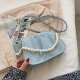 Pu Leather Flap Crossbody Bags for Women 2021 Fashion Luxury Trendy Summer Shoulder bags Pearl chain ladies Handbags and Purses