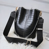 Vintage Leather Stone Pattern Crossbody Bags For Women 2021 New Shoulder Bag Fashion Handbags And Purses Bucket Bags