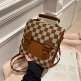 Fashion Women Checkerboard Backpack Designer Small Plaid PU School Travel Bags Ladies Cover Leather Backpacks for Teenager Girls