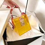 Back to College Acrylic Transparent Tote Box bag 2021 Fashion New High-quality PVC Women's Designer Handbag Ribbon Handbag Travel Bag Purses