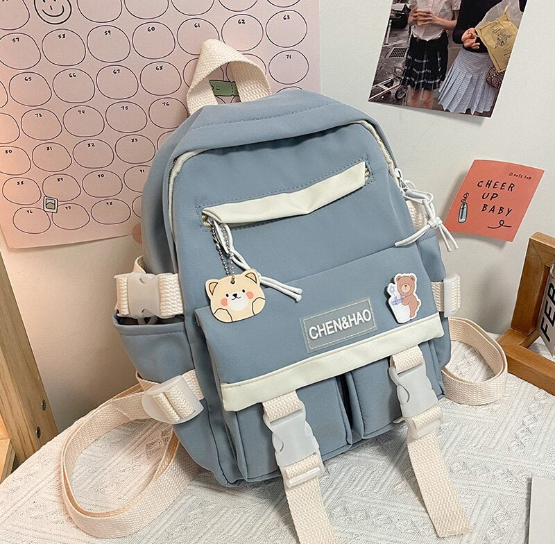 Christmas Gift New Mini Contrast Color Girl Backpack Japanese Harajuku Style Kawaii Ladies Nylon Backpack Cute Schoolgirl Small Schoolbag