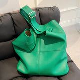 Back to College Solid color Casual Bucket bag Large Underarm bag 2021 New Soft PU Leather Women's Designer Handbag High capacity Shoulder Bags