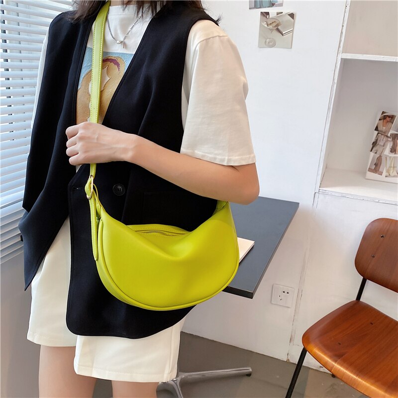 Christmas Gift Kiwi Green Solid Color Simple Small PU Leather Crossbody Bags for Women 2021 Summer Female Elegant Shoulder Handbags