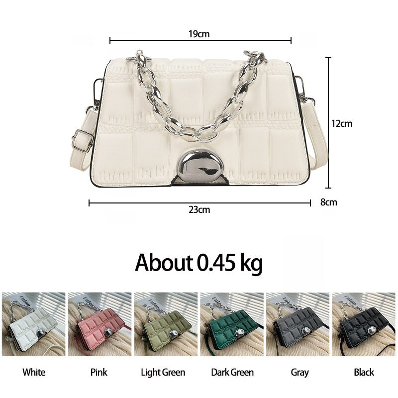 Ladies Soft Leather Chain Crossbody Bags for Women 2021 Casual Concise Small Square Bag Ladies Shoulder Bags Summer Handbags