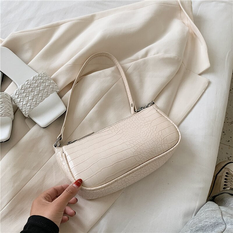Christmas Gift Stone Pattern PU Leather Shoulder Bags For Women 2021 Solid Color Lady Handbags And Purses Female Small Clutch Travel Handbag