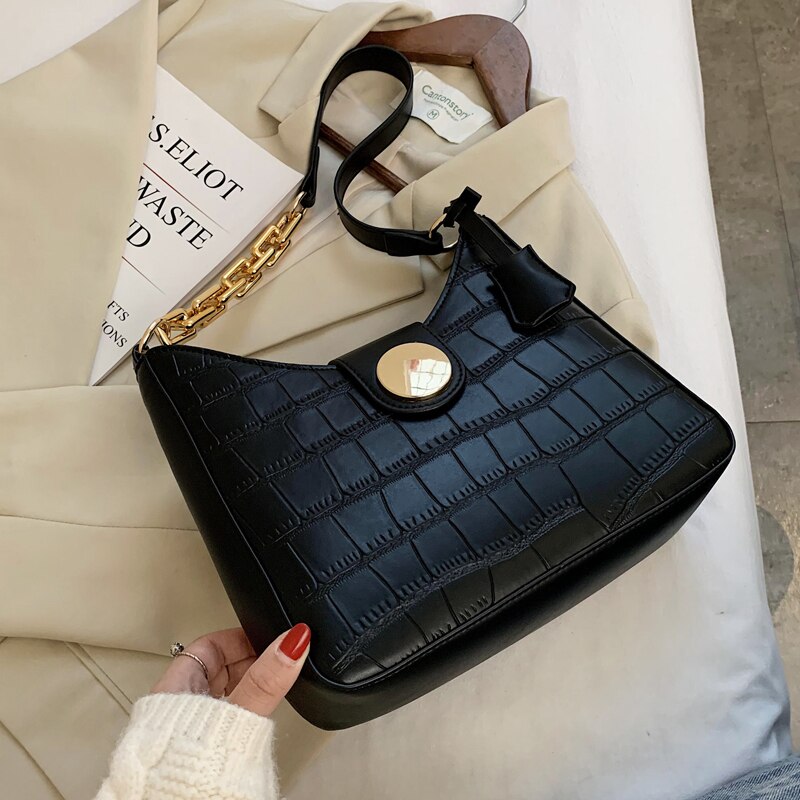 Simple Scrub Leather Shoulder Bags for Women 2021 Winter Branded Handbags Lux Trend Designer  Women's Luxury Chain Hand Bag